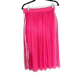Pink Pleated Midi A-Line Skirt for Cocktail
